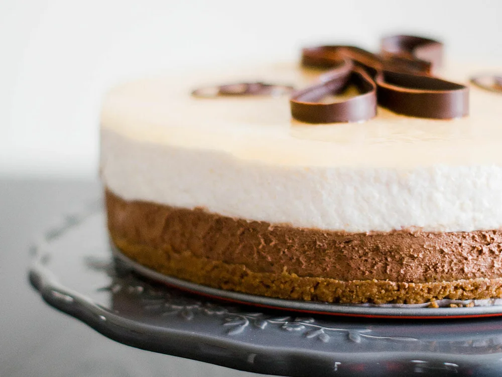 Bavarois poire et chocolat sur biscuit spéculos